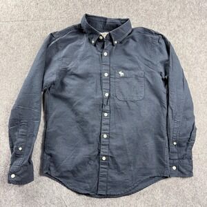 Abercrombie & Fitch Mens XS Navy Blue Linen Cotton Button Down Shirt